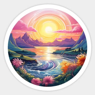 Landscape Colorful Psychedelic Art Sticker